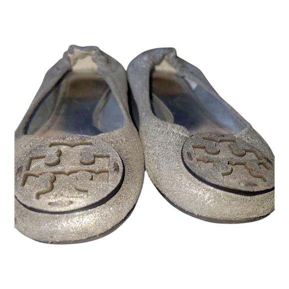 Tory Burch Women's Reva Mettalic Shimmer Silver Leather Ballet Flats Sz 6 1/2 M - Picture 8 of 8